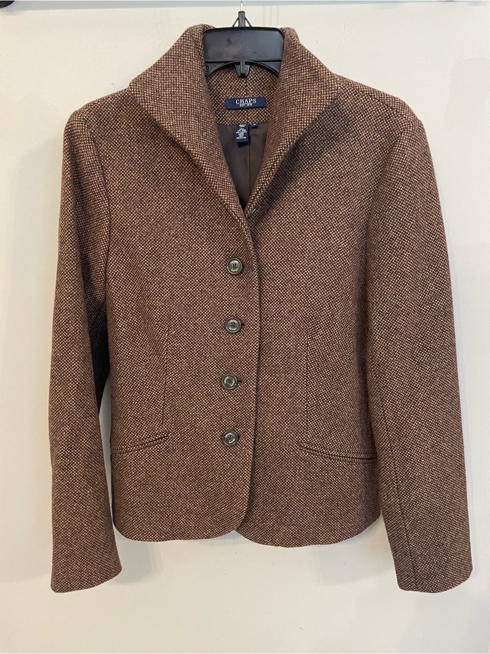 Chaps Women's Brown Tweed Button-Front Blazer